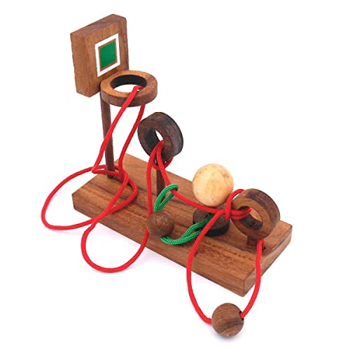 ROMBOL Basketball, EIN Seilpuzzle, Holzspiel, Denkspiel, Knobelspiel, Geduldspiel aus Holz von ROMBOL