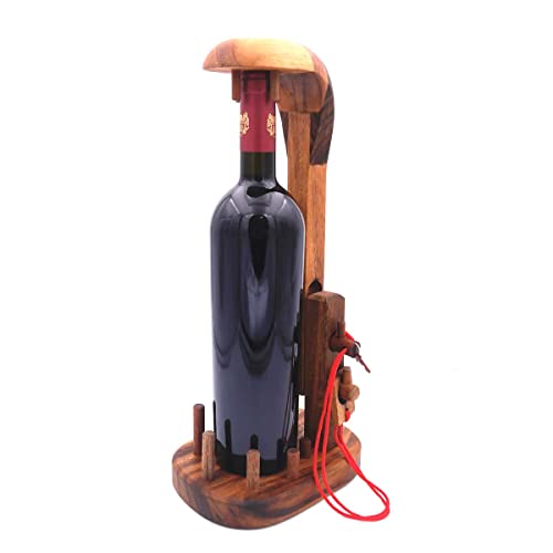 ROMBOL Bottle in a Jail - EIN knifflige Verpackung für Weinflaschen, Geduldspiel, Denkspiel, Knobelspiel aus Holz von ROMBOL