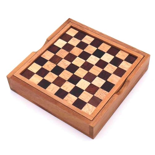 ROMBOL Schachbrett-Puzzle - herausforderndes, variantenreiches Holz-Denkspiel mit praktischem Verschlussband von ROMBOL