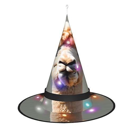 Alpaka-Avatar einzigartiges leuchtendes Design, um Ihren Halloween-Hexenhut zu beleuchten, LED-Lichtdekoration macht Sie zum Mittelpunkt der Party Spitzhut, 1 Stück von RoMuKa
