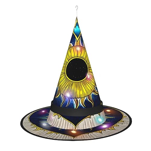 Cartoon-Herz-Sonne, einzigartiges leuchtendes Design, um Ihren Halloween-Hexenhut zu beleuchten, LED-Licht Dekoration macht Sie zum Mittelpunkt der Party Spitzhut, 1 Stück von RoMuKa