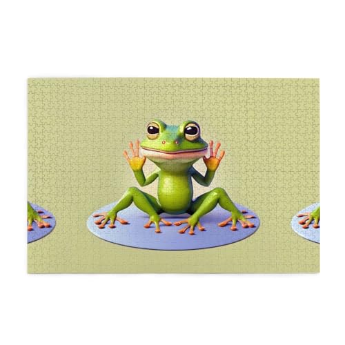 Der lustige Frosch macht Yoga, kreative Puzzlekunst, 1.000 Stück personalisierte Foto-Puzzles, sicheres und umweltfreundliches Holz, eine gute Wahl für Geschenke von RoMuKa