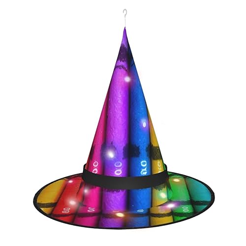 Farbige Buntstifte, einzigartiges leuchtendes Design, um Ihren Halloween-Hexenhut zu beleuchten, LED-Lichtdekoration macht Sie zum Mittelpunkt der Party Spitzhut, 1 Stück von RoMuKa