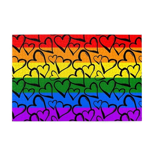 Gay Pride Regenbogenmuster, kreative Puzzlekunst, 1.000 Stück personalisierte Foto-Puzzles, sicheres und umweltfreundliches Holz, eine gute Wahl für Geschenke von RoMuKa