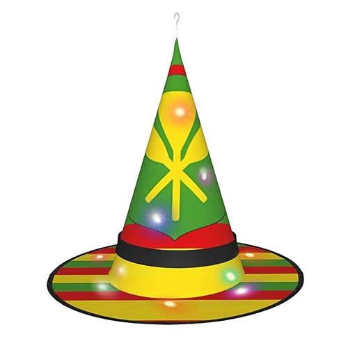 Hawaiianische Flagge, einzigartiges leuchtendes Design, um Ihren Halloween-Hexenhut zu beleuchten, LED-Lichtdekoration macht Sie zum Mittelpunkt der Party, spitzer Hut, 1 Stück von RoMuKa