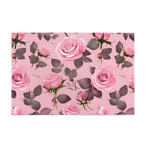 Hübsche rosa Rosen, kreative Puzzlekunst, 1.000 Stück personalisierte Foto-Puzzles, sicheres und umweltfreundliches Holz, eine gute Wahl für Geschenke von RoMuKa