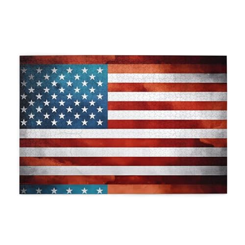 Klassische amerikanische USA-Flagge, kreative Puzzlekunst, 1.000 Stück personalisierte Foto-Puzzles, sicheres und umweltfreundliches Holz, eine gute Wahl für Geschenke von RoMuKa