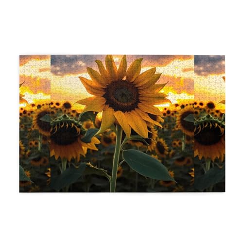 Kreative Puzzle-Kunst, Motiv: Bauernhof, Sonnenblume, 1.000 Stück, personalisiertes Foto-Puzzle, sicheres und umweltfreundliches Holz, eine gute Wahl für Geschenke von RoMuKa