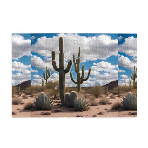 Kreative Puzzle-Kunst, Motiv: Kaktus, 1.000 Stück, personalisiertes Foto-Puzzle, sicheres und umweltfreundliches Holz, eine gute Wahl für Geschenke von RoMuKa