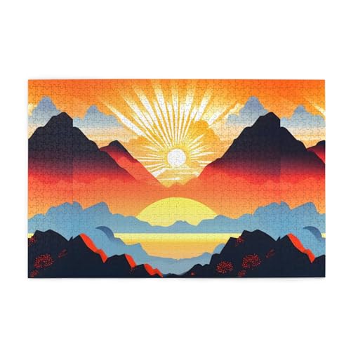 Kreative Puzzle-Kunst, Motiv: heller Sonnenaufgang, 1.000 Stück, personalisiertes Foto-Puzzle, sicheres und umweltfreundliches Holz, eine gute Wahl für Geschenke von RoMuKa