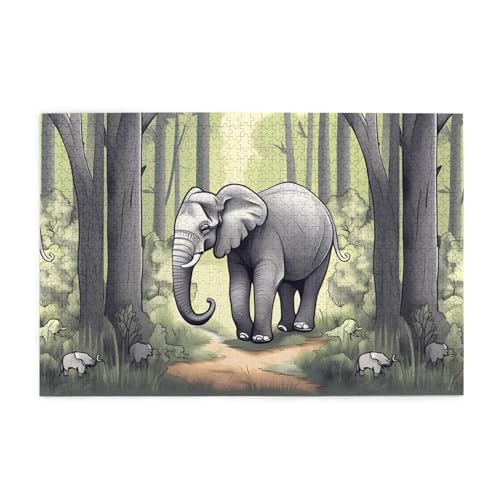 Kreative Puzzle-Kunst, Motiv: laufender Elefant, 1.000 Stück, personalisiertes Foto-Puzzle, sicheres und umweltfreundliches Holz, eine gute Wahl für Geschenke von RoMuKa