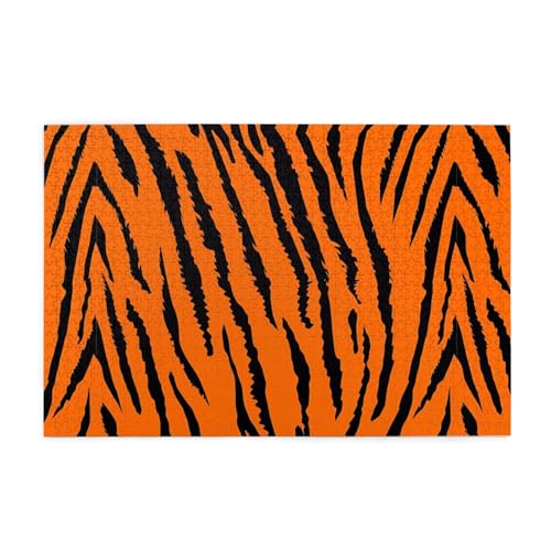 Kreative Puzzle-Kunst, Motiv: orangefarbener Tiger, Leopardenmuster, 1.000 Stück, personalisiertes Foto-Puzzle, sicheres und umweltfreundliches Holz, eine gute Wahl für Geschenke von RoMuKa