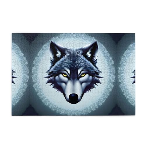 Kreative Puzzle-Kunst, Motiv: wilder Wolfskopf, 1.000 Stück, personalisierbar, sicheres und umweltfreundliches Holz, eine gute Wahl für Geschenke von RoMuKa