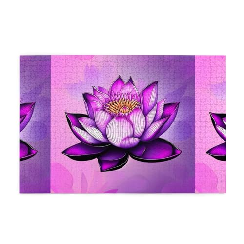 Kreative Puzzle-Kunst, violetter Lotus, 1.000 Stück personalisierte Foto-Puzzles, sicheres und umweltfreundliches Holz, eine gute Wahl für Geschenke von RoMuKa