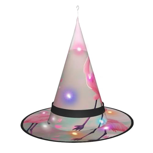 Love Flamingo Einzigartiges leuchtendes Design, um Ihren Halloween-Hexenhut zu beleuchten, LED-Licht Dekoration macht Sie zum Mittelpunkt der Party Spitzhut, 1 Stück von RoMuKa