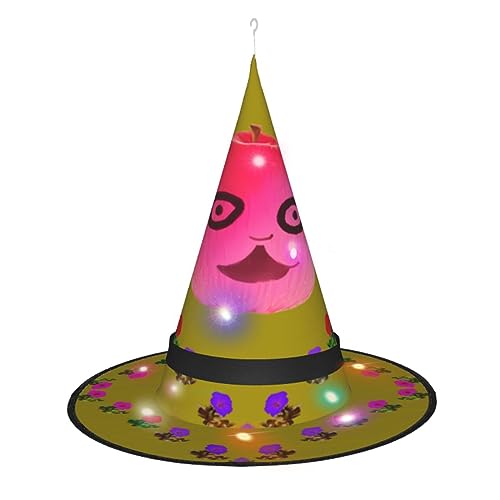 Lustiges Gesicht Apfel Einzigartiges leuchtendes Design zum Beleuchten Ihres Halloween-Hexenhutes LED-Licht Dekoration macht Sie zum Mittelpunkt der Party Spitzhut, 1 Stück von RoMuKa