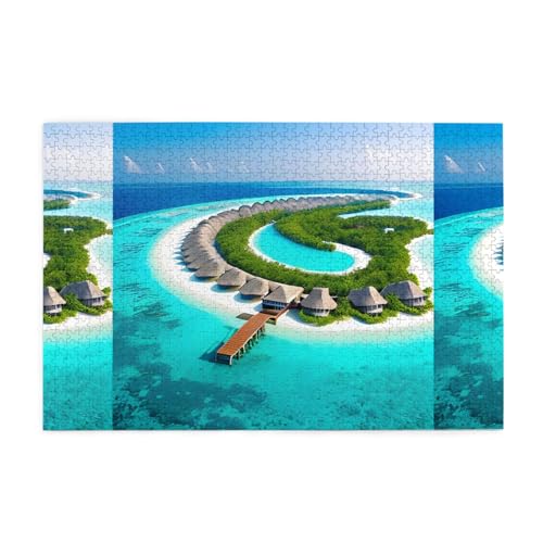 Malediven Landschaft, kreative Puzzlekunst, 1.000 Stück personalisierte Foto-Puzzles, sicheres und umweltfreundliches Holz, eine gute Wahl für Geschenke von RoMuKa