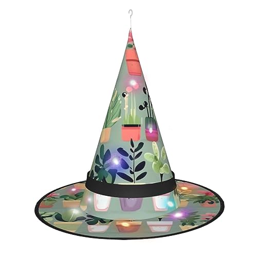 RoMuKa Bonsai-Pflanze, schillernder LED-Hexenhut, seien Sie der Mittelpunkt Ihrer Halloween-Party, Halloween, spitzer Hut, Halloween-dekorativer Hut, LED-Leuchtender Hut von RoMuKa