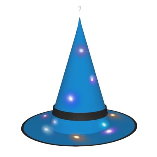 RoMuKa Einfarbiger blauer schillernder LED-Hexenhut Seien Sie der Mittelpunkt Ihrer Halloween-Party, Halloween, spitzer Hut, Halloween-dekorativer Hut, LED-Leuchtender Hut von RoMuKa