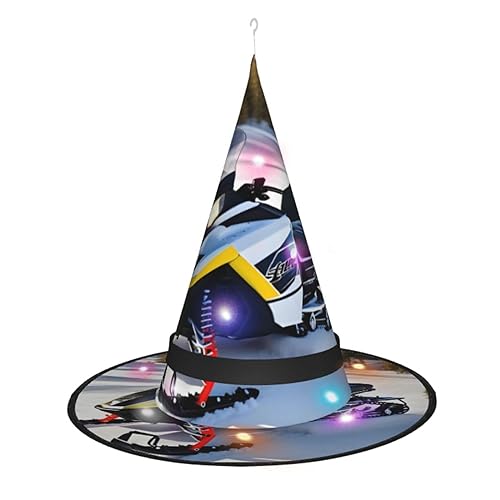 RoMuKa Fortschrittlicher Schneemobil, schillernder LED-Hexenhut, seien Sie der Mittelpunkt Ihrer Halloween-Party, Halloween, spitzer Hut, Halloween-dekorativer Hut, LED-Leuchtender Hut von RoMuKa