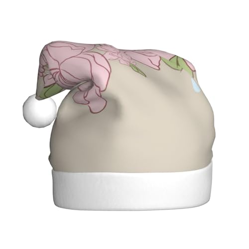 RoMuKa Geteilte Pfirsichblüten Modische klassische Weihnachtsmütze aus weichem und warmem Stoff personalisiertes Musterdesign verleiht Ihrem Urlaub eine warme Atmosphäre von RoMuKa