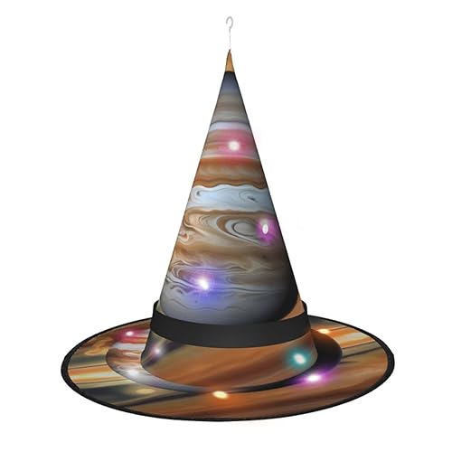 RoMuKa Jupiter Landschaft schillernder LED-Hexenhut Seien Sie der Mittelpunkt Ihrer Halloween-Party, Halloween, spitzer Hut, Halloween-dekorativer Hut, LED-Leuchtender Hut von RoMuKa