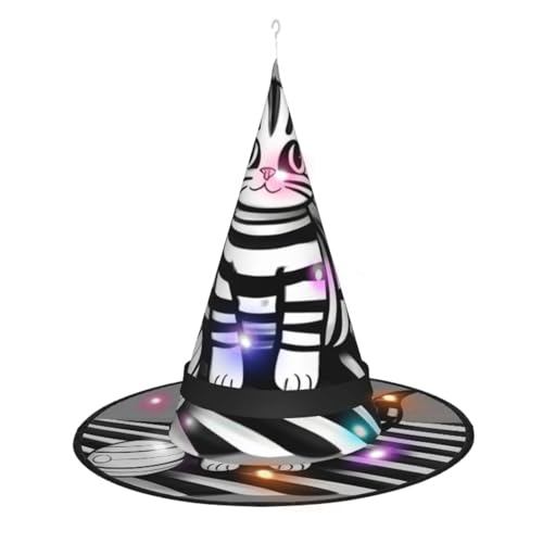 RoMuKa Play Ball Kitty Dazzling Led Witch Hat Be The Center Of Your Halloween Party Halloween Pointed Hat Hat Halloween Decorative Hat Led Glowing Hat von RoMuKa