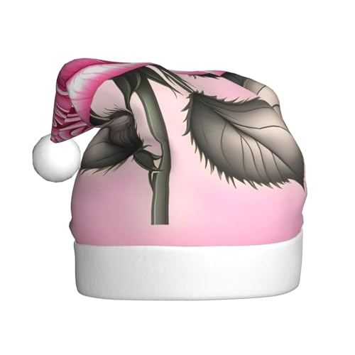 RoMuKa Schöne rosa Rosen, modische klassische Weihnachtsmannmütze aus weichem und warmem Stoff, personalisiertes Muster-Design verleiht Ihrem Urlaub eine warme Atmosphäre von RoMuKa