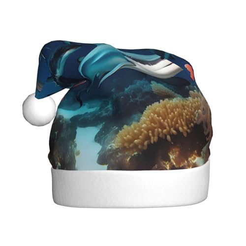 RoMuKa Submarine Shark Coral Modische klassische Weihnachtsmütze aus weichem und warmem Stoff, personalisiertes Musterdesign verleiht Ihrem Urlaub eine warme Atmosphäre von RoMuKa