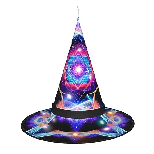RoMuKa Vierdimensionaler Raum schillernder LED-Hexenhut Seien Sie der Mittelpunkt Ihrer Halloween-Party, Halloween, spitzer Hut, Halloween-dekorativer Hut, LED-Leuchtender Hut von RoMuKa