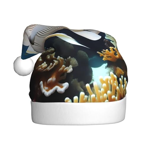 RoMuKa Weiß-goldene Fisch-modische klassische Weihnachtsmütze aus weichem und warmem Stoff, personalisiertes Musterdesign verleiht Ihrem Urlaub eine warme Atmosphäre von RoMuKa