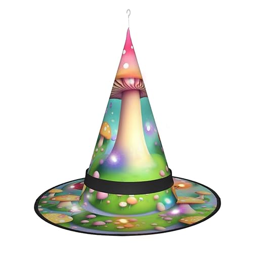 RoMuKa Wunderbare kleine Pilze, schillernder LED-Hexenhut, seien Sie der Mittelpunkt Ihrer Halloween-Party, Halloween, spitzer Hut, Halloween-dekorativer Hut, LED-Leuchtender Hut von RoMuKa