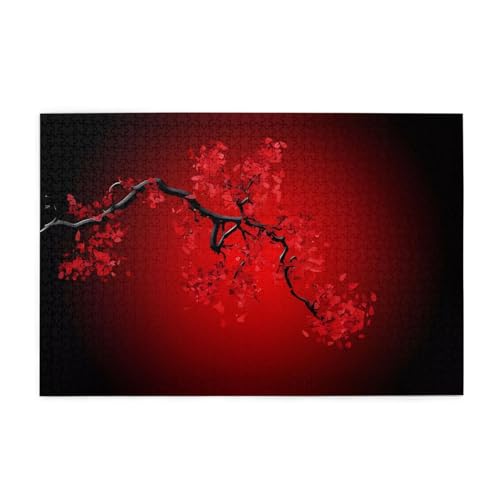 Rote Kirschblüte, kreative Puzzlekunst, 1.000 Stück personalisierte Foto-Puzzles, sicheres und umweltfreundliches Holz, eine gute Wahl für Geschenke von RoMuKa