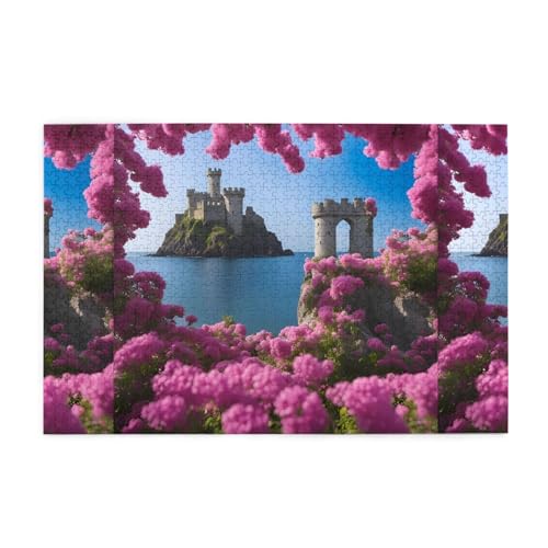 Schönes Meer mit Blumen, kreative Puzzle-Kunst, 1.000 Stück personalisierte Foto-Puzzles, sicheres und umweltfreundliches Holz, eine gute Wahl für Geschenke von RoMuKa