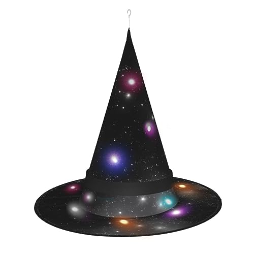 Schwarz-weiße Galaxie, einzigartiges leuchtendes Design, um Ihren Halloween-Hexenhut zu beleuchten, LED-Lichtdekoration macht Sie zum Mittelpunkt der Party Spitzhut, 1 Stück von RoMuKa