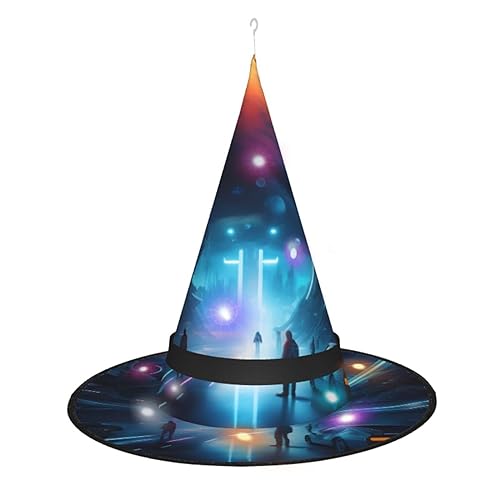Science Fiction Future Einzigartiges leuchtendes Design, um Ihren Halloween-Hexenhut zu beleuchten, LED-Lichtdekoration macht Sie zum Mittelpunkt der Party, spitzer Hut, 1 Stück von RoMuKa