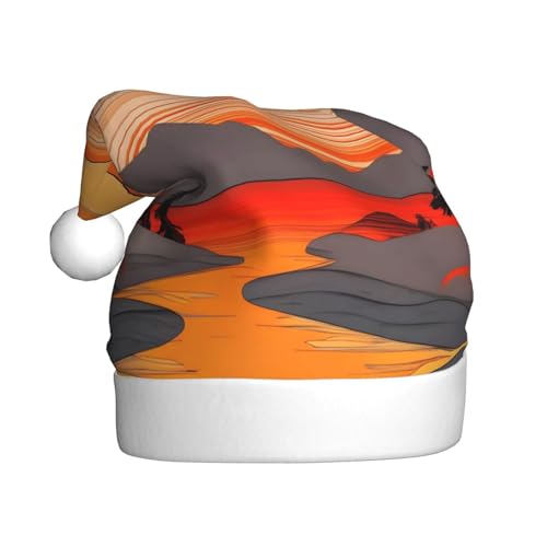 Tree Hills And Rivers Modische klassische Weihnachtsmannmütze aus weichem und warmem Stoff, personalisiertes Musterdesign verleiht Ihrem Urlaub eine warme Atmosphäre von RoMuKa