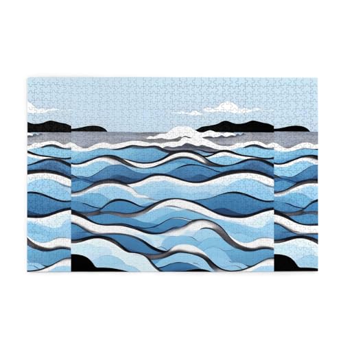 Waves Lapping At The Rocks Creative Puzzle Art, 1.000 Pieces Of Personalized Photo Puzzles, Safe And Environmentally Friendly Wood,A Good Choice For Gifts von RoMuKa