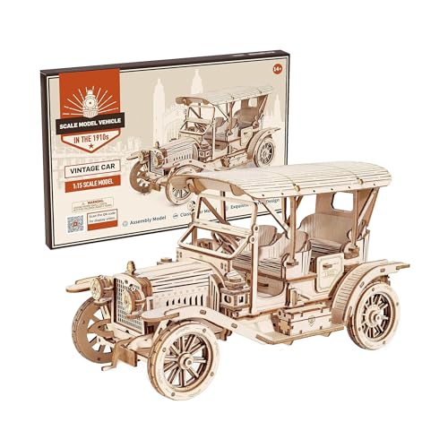 ROWOOD 3D Puzzle Holz Oldtimer Auto, DIY Modellbausatz für Erwachsene, 1: 15 Holzbausätze, Kreative Geschenke für Geburtstage und Weihnachten von rowood