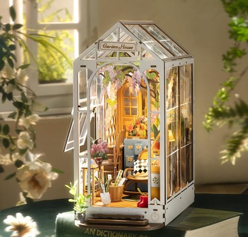 ROWOOD Book Nook Kit Gartenhaus, DIY Booknook Diorama Buchstütze Modellbausatz 3D Puzzle Aus Holz - Miniatur Haus Kit Bastelset Geschenke ROWOOD Book Nook Kit Gartenhaus, DIY Booknook Diorama Buchstütze Modellbausatz 3D Puzzle Aus Holz - Miniatur Haus Kit Bastelset Geschenke von rowood