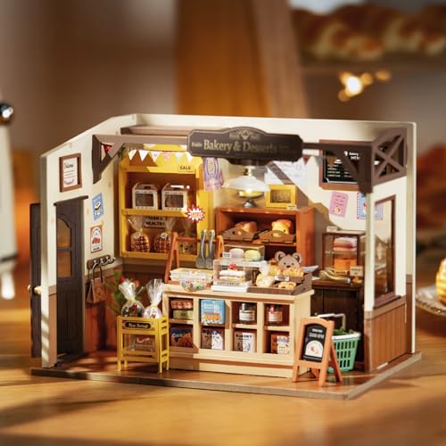 ROWOOD DIY Miniatur Haus Backhaus Puppenhaus | DIY Mini Holz Haus Modellbausatz | Bastelset Geburtstag Geschenke für Erwachsene Frauen Mädchen von RoWood
