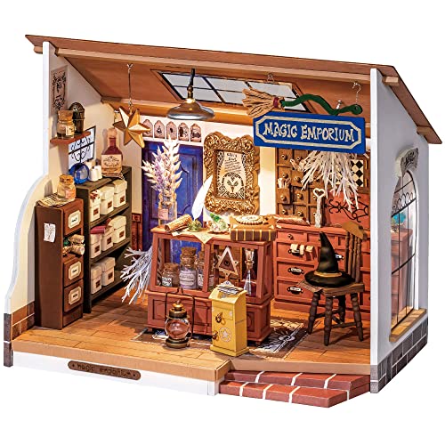 RoWood DIY Miniatur Haus Puppenhaus mit Licht, DIY Mini Holz Haus Modell Set, Bastelset Geburtstag Geschenke für Erwachsene Frauen Mädchen - Kikis Magisches Emporium von RoWood