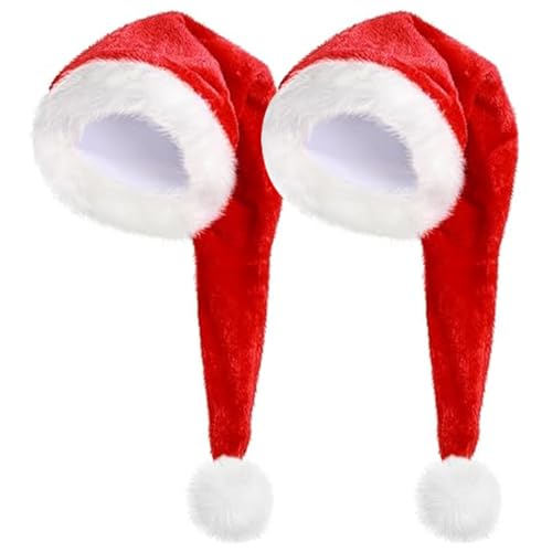 RoadLoo Weihnachtsmütze, 2 Stück Lang Weihnachtsmütze Nikolausmütze Plüsch Weihnachtshut Plüsche Weihnachtsmann Mütze Santa Weihnachtsmütze für Herren/Damen Neujahr Festliche Feiertage Party (Rot) RoadLoo Weihnachtsmütze, 2 Stück Lang Weihnachtsmütze Nikolausmütze Plüsch Weihnachtshut Plüsche Weihnachtsmann Mütze Santa Weihnachtsmütze für Herren/Damen Neujahr Festliche Feiertage Party (Rot) von RoadLoo