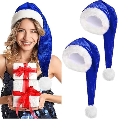 RoadLoo Weihnachtsmütze, 2 Stück Lang Weihnachtsmütze Nikolausmütze Weihnachtshut Plüsche Weihnachtsmann Mütze Santa Weihnachtsmütze für Herren/Damen für Neujahr Festliche Feiertage Party (Blau) RoadLoo Weihnachtsmütze, 2 Stück Lang Weihnachtsmütze Nikolausmütze Weihnachtshut Plüsche Weihnachtsmann Mütze Santa Weihnachtsmütze für Herren/Damen für Neujahr Festliche Feiertage Party (Blau) von RoadLoo