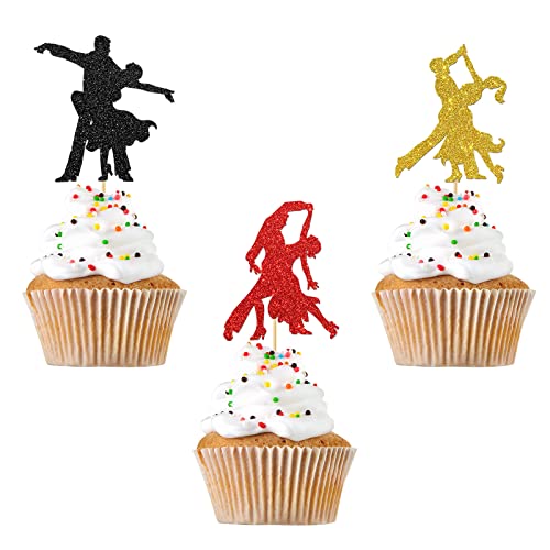 RoadSea Cupcake-Topper mit lateinischem Tanz, tanzendes Mädchen, Jungen, Geburtstagsparty, Cupcake-Zubehör, Mädchen, Kinder, Frauen, Männer, Geburtstag, Hochzeit, Party, Dessert, Dekorationen, 24 von RoadSea