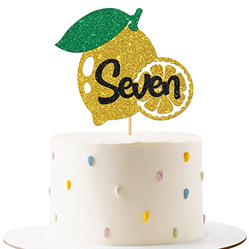 RoadSea Kuchendekoration für 7. Geburtstag, Zitrone, 7. Geburtstag, Früchte, Zitrone, Geburtstagsparty-Dekoration, Gold-Glitzer RoadSea Kuchendekoration für 7. Geburtstag, Zitrone, 7. Geburtstag, Früchte, Zitrone, Geburtstagsparty-Dekoration, Gold-Glitzer von RoadSea