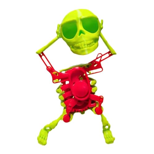 Mini-Puppe mit schüttelndem Totenkopf, 3D-Druck, keine Batterie erforderlich, aufziehbares Skelett-Tanzspielzeug, schwingender animierter Tänzer, Desktop-Frühlings-Uhrwerk-Spielzeug, Geburtsta Gr von Roadoor