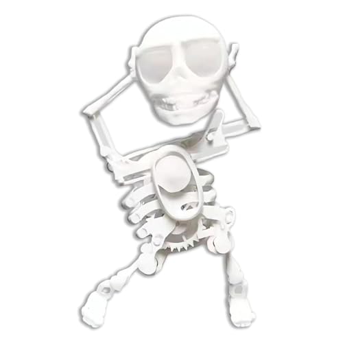 Mini-Puppe mit schüttelndem Totenkopf, 3D-Druck, keine Batterie erforderlich, aufziehbares Skelett-Tanzspielzeug, schwingender animierter Tänzer, Desktop-Frühlings-Uhrwerk-Spielzeug, Geburtsta Wei von Roadoor
