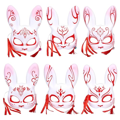 Roadoor 5 Stück Therian-Maske | DIY weiße Katzenmasken mit LED-Beleuchtung | Cosplay Dress Up Maske Halloween Kostüm Maskerade Prop B von Roadoor