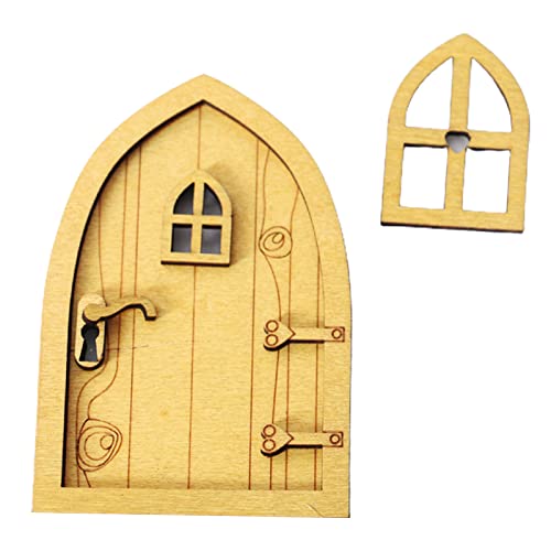 Roadoor Puppenhaus Spielzeug Tür Spielset in großen Mengen | Miniatur 1/12 Verhältnis Holztür für Puppen Haus, 1/12 Fee Garten Tür A Eine Größe von Roadoor